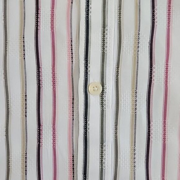 Calvin Klein Shirt Men's XXL Striped Textured Long Sleeve Y2K Boho Modern Fit - Picture 3 of 14